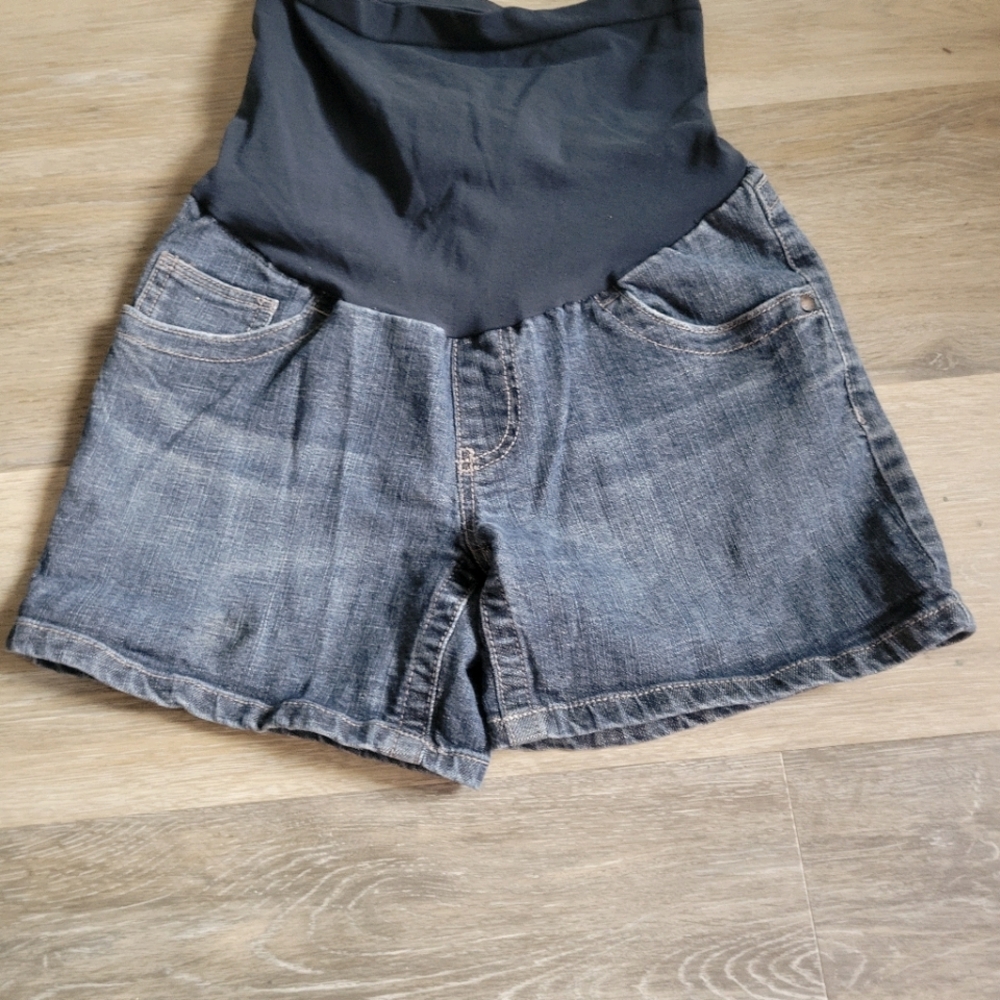 Denim maternity short